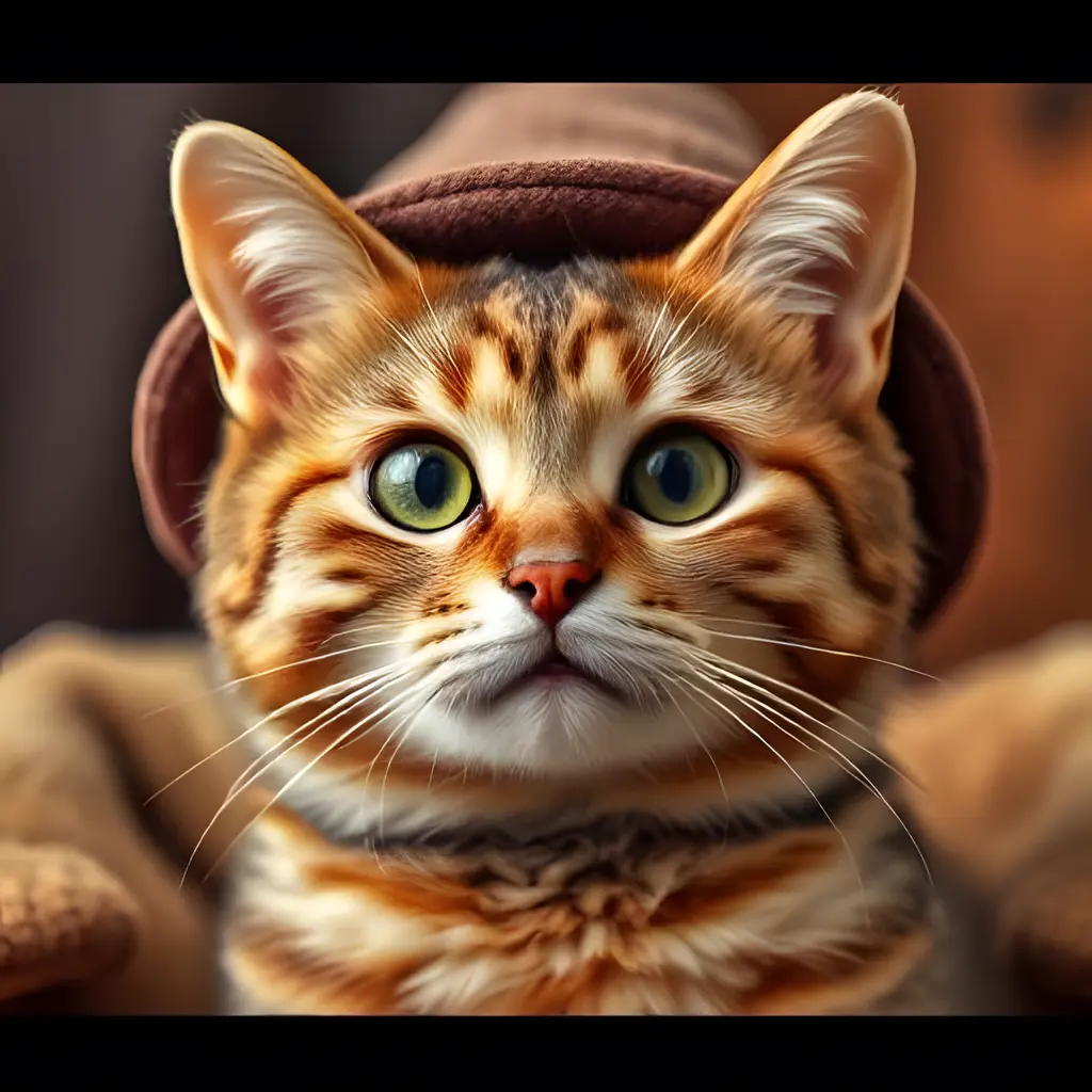 Pro image example: detailed portrait of a cat in a hat