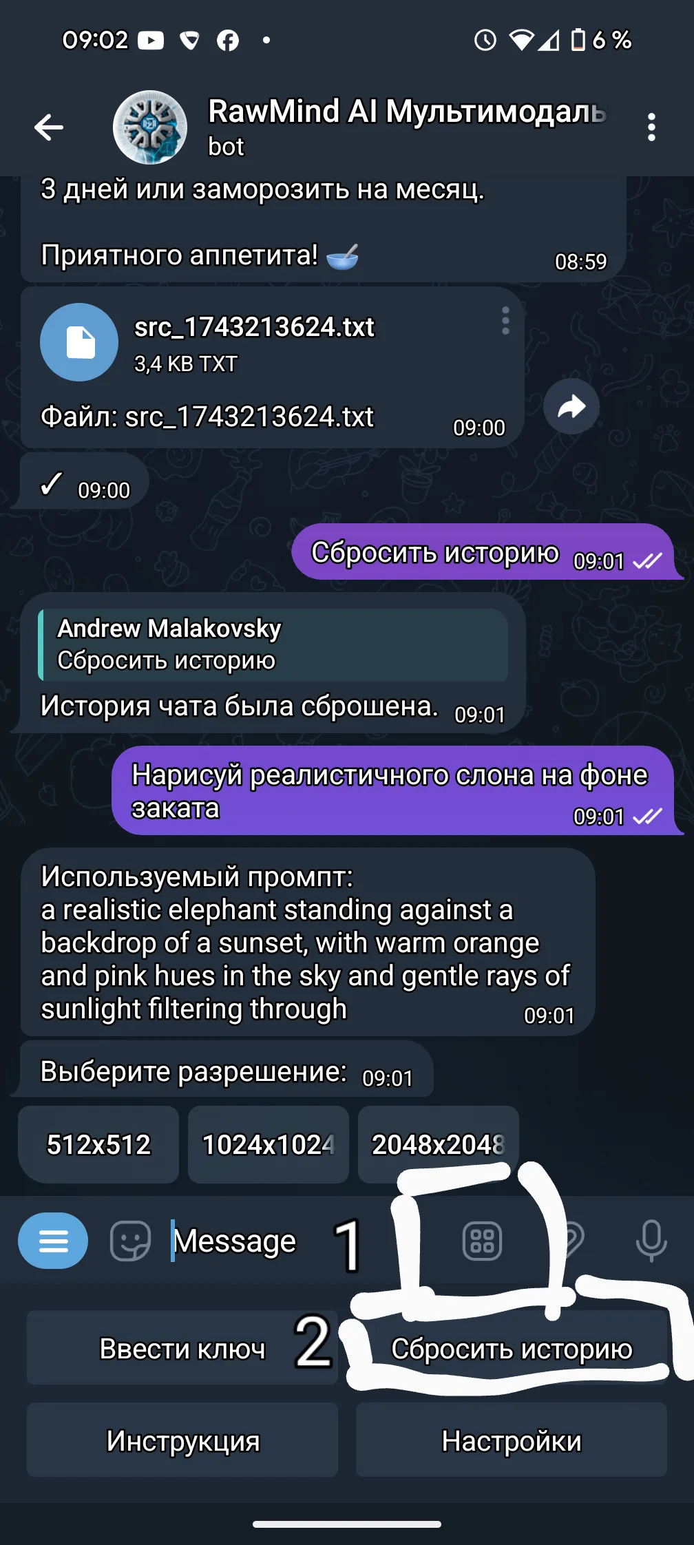 History reset button